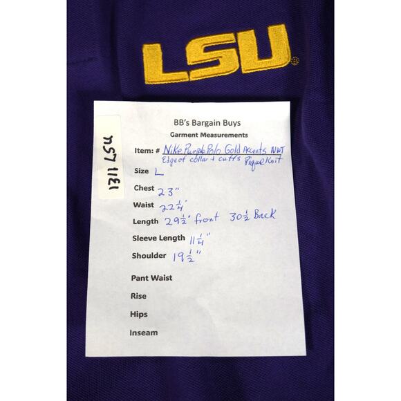 NWT Nike Purple LSU Polo with Gold Accents Pique Knit Sz L Embroidery Licensed - Picture 10 of 10